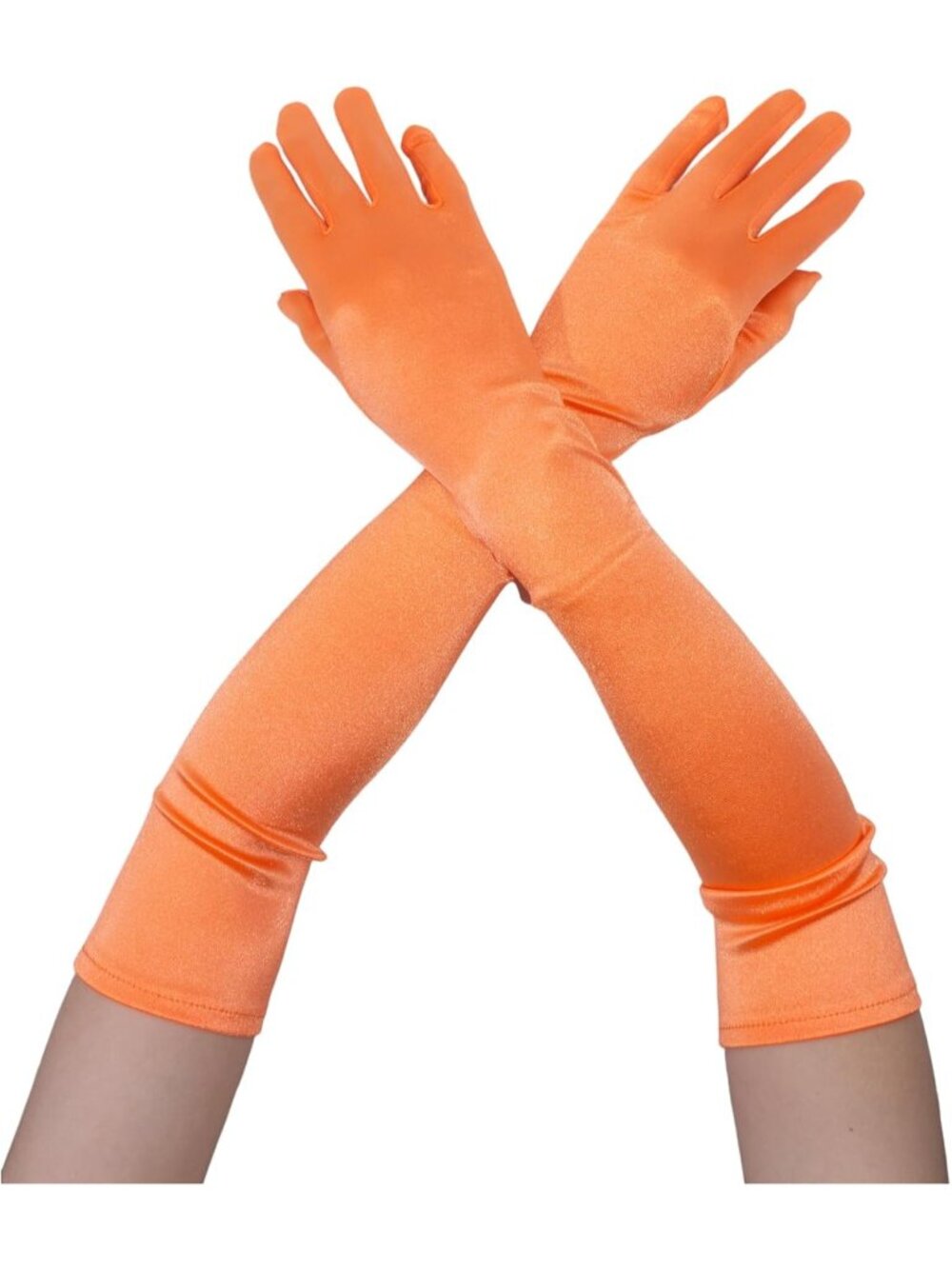 Women Orange Elbow Length 1920s Costume Halloween Long Opera Satin Gloves